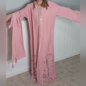 Dusty Pink Embroidered Long Robe